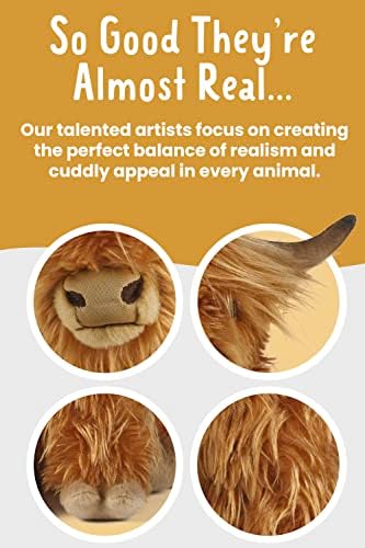 Living Nature Highland Cow Brown Stuffed Animal with Sound