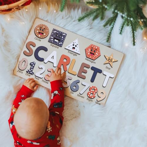 Personalized Wooden Shape Puzzle for Toddlers with Babys Name