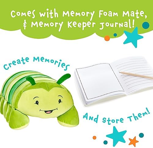 Cuddly Memory Foam Pillow Plush with Journal Pocket - Charlie The Caterpillar