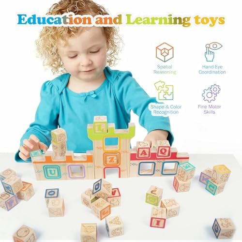 GIRAVO Wooden Blocks for Toddlers 2-3 Learning Set