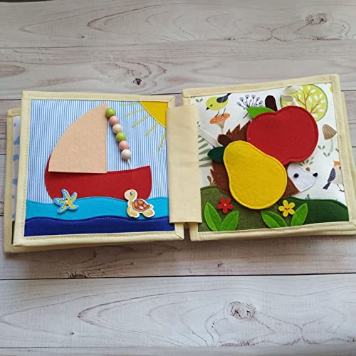 Handmade Raccoon Quiet Baby Book with Animals and Fruits 1