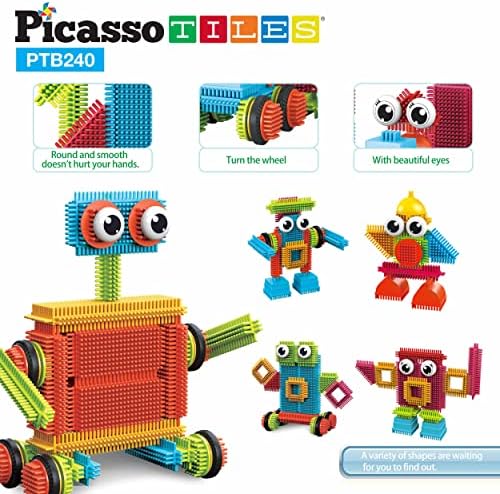 PicassoTiles 240pcs Hedgehog Building Blocks 3D Interlocking Set