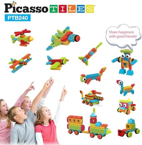 PicassoTiles 240pcs Hedgehog Building Blocks 3D Interlocking Set