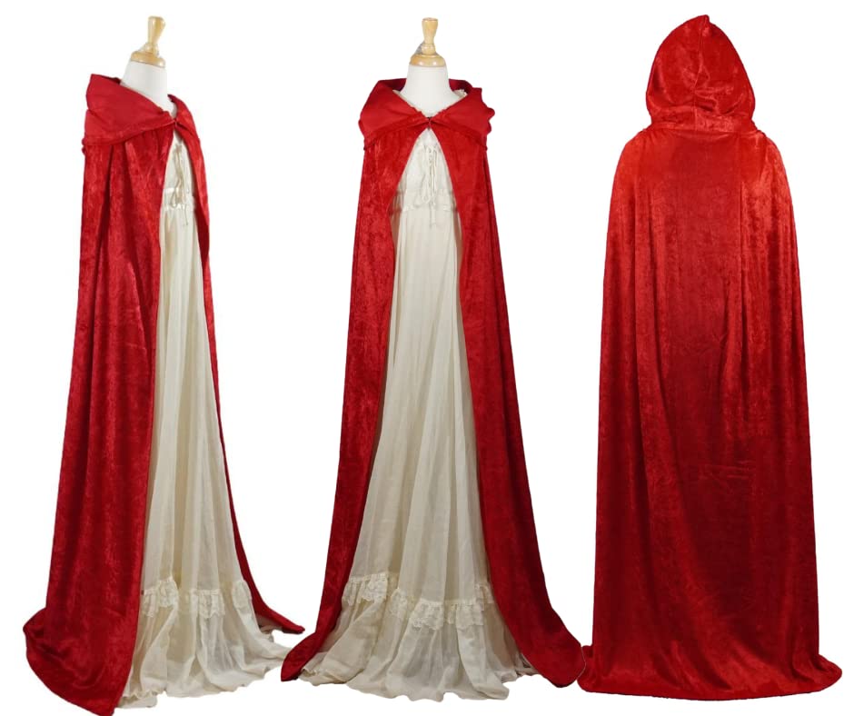 Red Crushed Velvet Hooded Cape for All Ages
