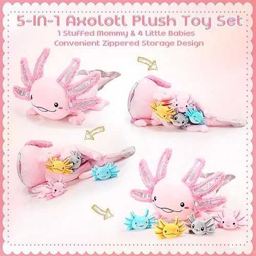 Aoriher Axolotl Plush Family Set Pink