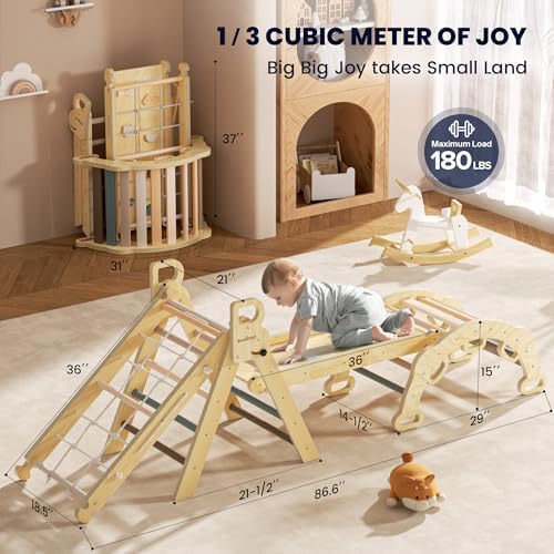BlueWood 8-in-1 Pikler Triangle Climbing Set - Mauve Pink 1