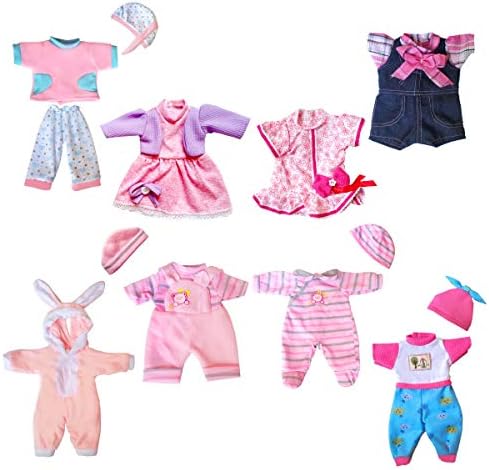 WONDOLL 8-Sets Baby Doll Clothes for 12 Inch Dolls