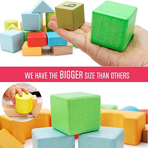 Migargle 32-Pc Wooden Stacking Blocks Set for Toddlers