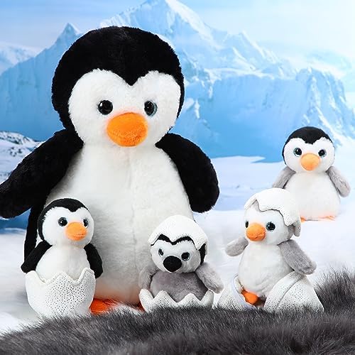 Aoriher 7 Pcs Penguin Plush Set with Mommy and Babies 1