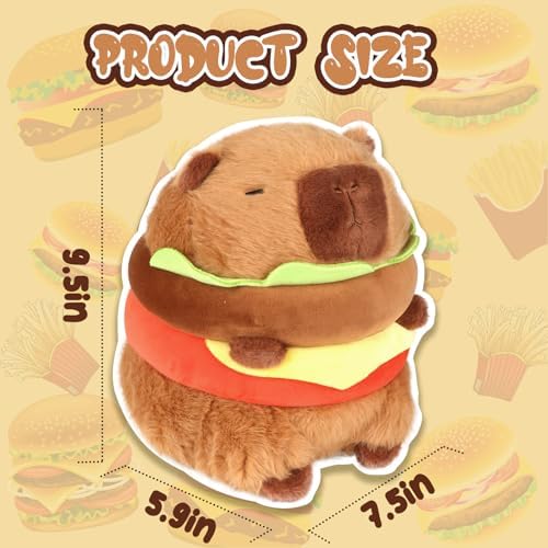 Hamburger Loving Capybara Plush Toy - 95 Inch
