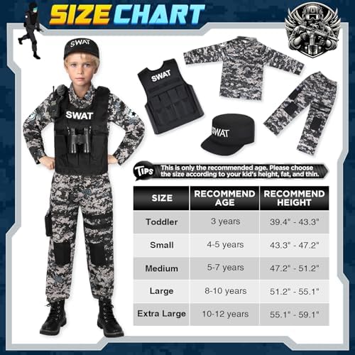 Luucio Kids SWAT Police Officer Costume Set