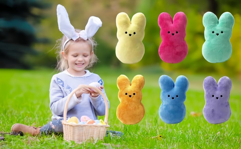 6 Inch Easter Bunny Plush Toy 6Pcs Set