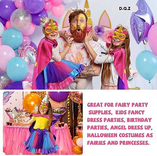 DQZ Superhero Cape with Rainbow TuTu for Girls 3-8