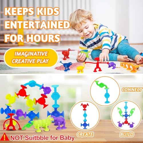 32 PCS Suction Cup Bath Toys for Kids 2 Years