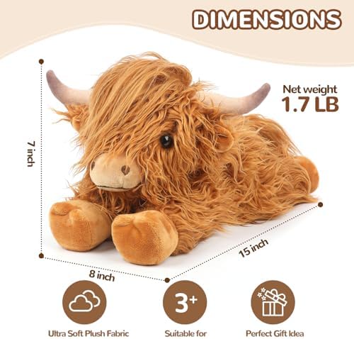 Cuckool Highland Cow Stuffed Animal Heating Pad
