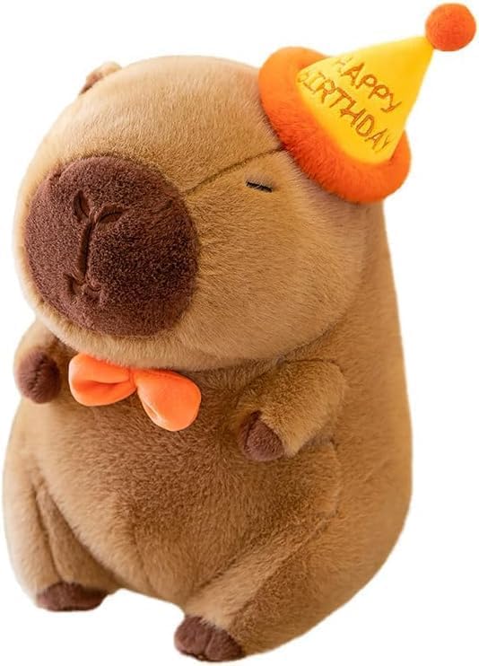 Capybara Plush Stuffed Animal with Turtle Backpack 10 Inch Happy