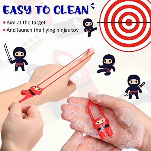 Skylety 24 Pack Stretchy Flying Ninja Toys Red Black