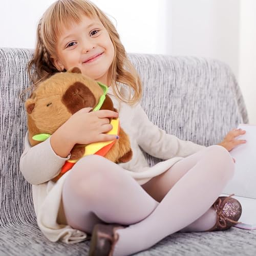 Hamburger Loving Capybara Plush Toy - 95 Inch