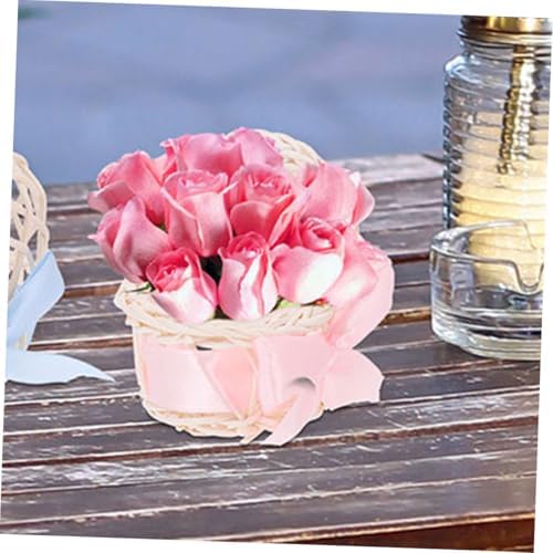 SUPVOX Mini Wicker Flower Basket for Dollhouse Decor