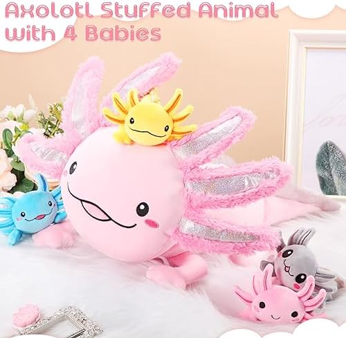 Aoriher Axolotl Plush Family Set Pink