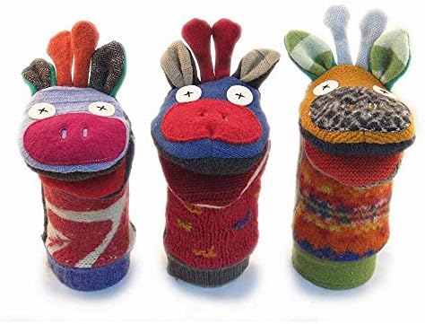 Cate Levi Giraffe Hand Puppet - Reclaimed Wool Handmade in Canada