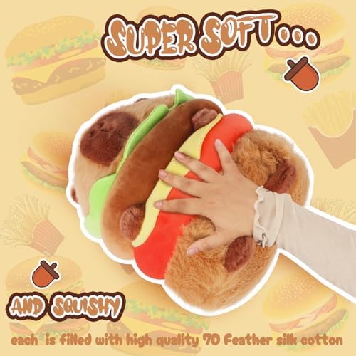 Hamburger Loving Capybara Plush Toy - 95 Inch