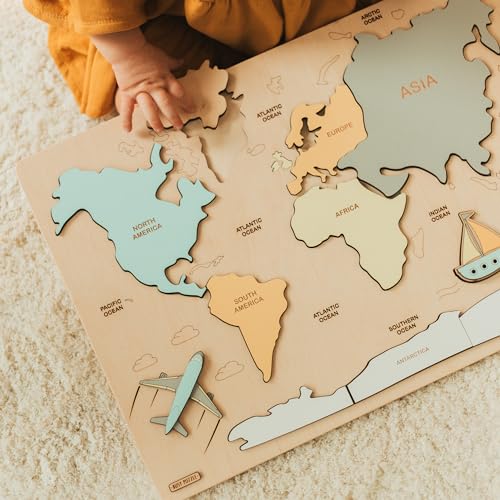 Wooden World Map Puzzle Montessori Toy