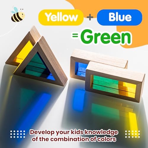 KudoJoy 24pcs Geometry Wooden Blocks for Kids