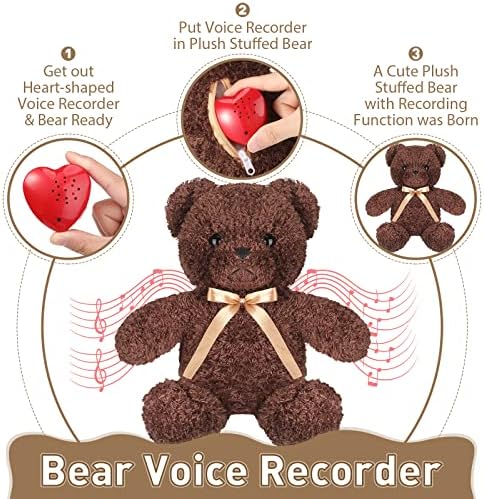 Hungdao Plush Bear with 60-Second Heart Voice Recorder