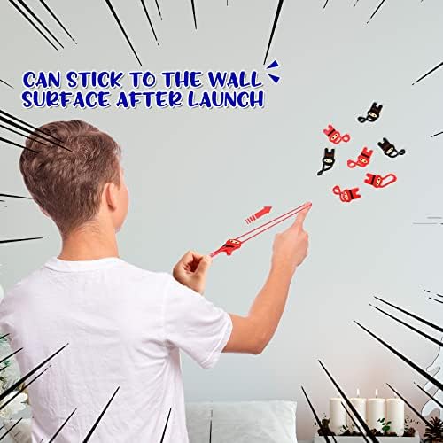 Skylety 24 Pack Stretchy Flying Ninja Toys Red Black