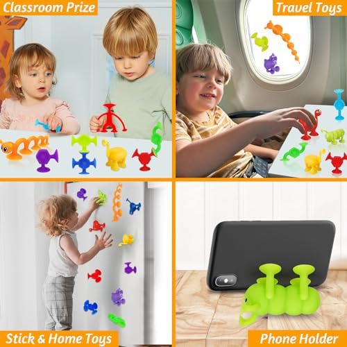 32 PCS Suction Cup Bath Toys for Kids 2 Years