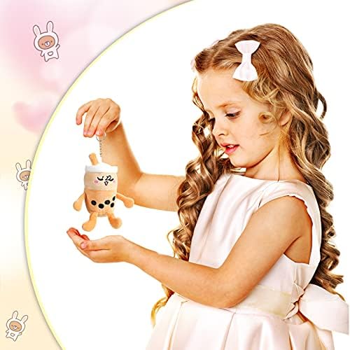 Skylety 8 Pieces 5 Inch Milk Tea Plush Toys Keychain