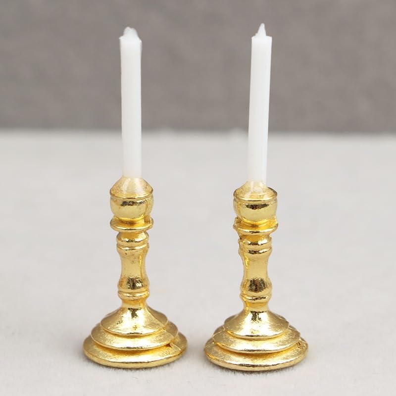 WLngtv 2Pcs Gold Miniature Candle Holder