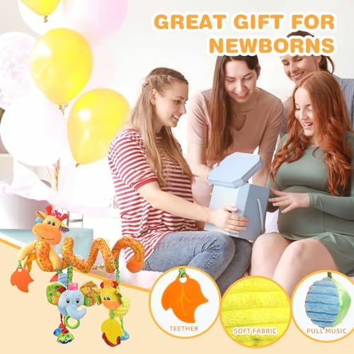 Jollybaby Giraffe Plush Carseat Toy for Infant 0-12 Months
