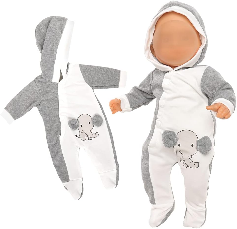 Miunana Baby Doll Clothes Elephant Jumpsuit Outfit 13-15 Inch 1pcs