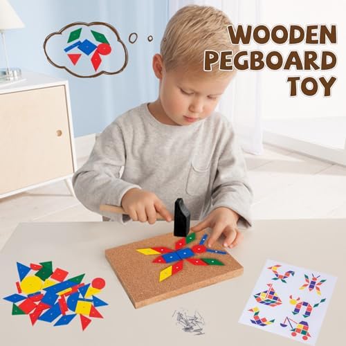 Adena Montessori Wooden Hammer and Nail Pegboard Puzzle