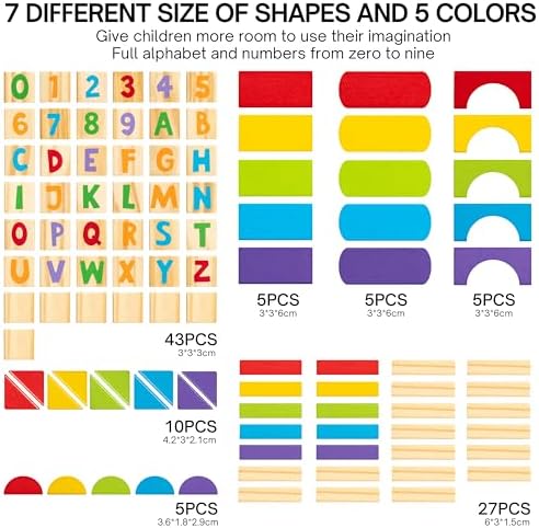Alphabet Number Wooden Stacking Blocks Set for Toddlers