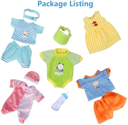 Young Buds 5 Piece Baby Doll Clothing Set with Feeding Bottle
