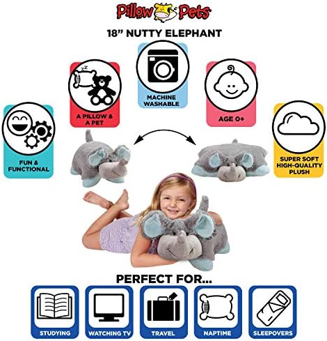 Pillow Pets Nutty Elephant 18 Plush Toy Grey