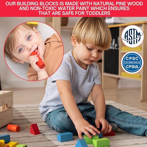 Alphabet Number Wooden Stacking Blocks Set for Toddlers