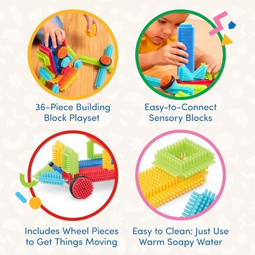Battat Bristle Blocks - 36 Piece STEM Building Set for Kids 2 Years