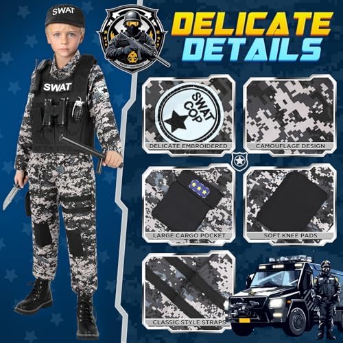 Luucio Kids SWAT Police Officer Costume Set