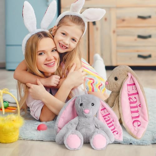 Custom Plush Bunny Toy with Childs Name Brown 1