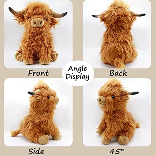 Gluutoyashop Scottish Highland Cow Plush Toy Brown 11 in