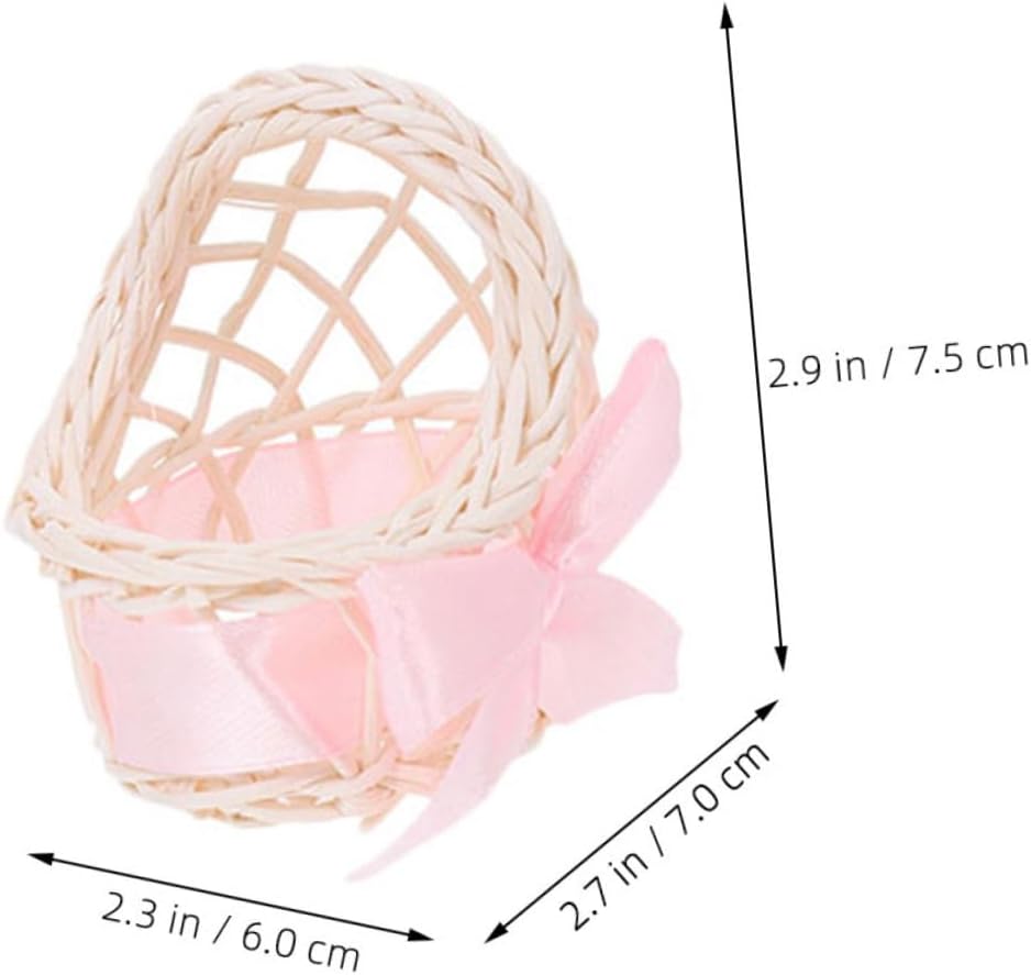 SUPVOX Mini Wicker Flower Basket for Dollhouse Decor