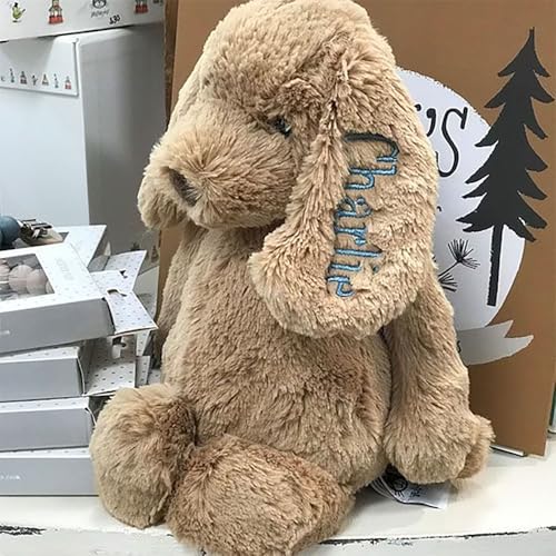 Personalized Embroidered Plush Dog Toy with Babys Name