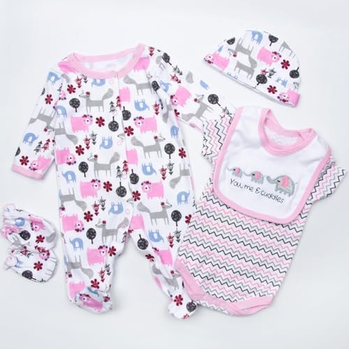 Babyfere Reborn Baby Girl Doll 5-Piece Outfits Set