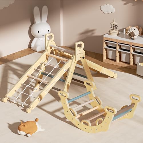 BlueWood 8-in-1 Pikler Triangle Climbing Set - Mauve Pink 1