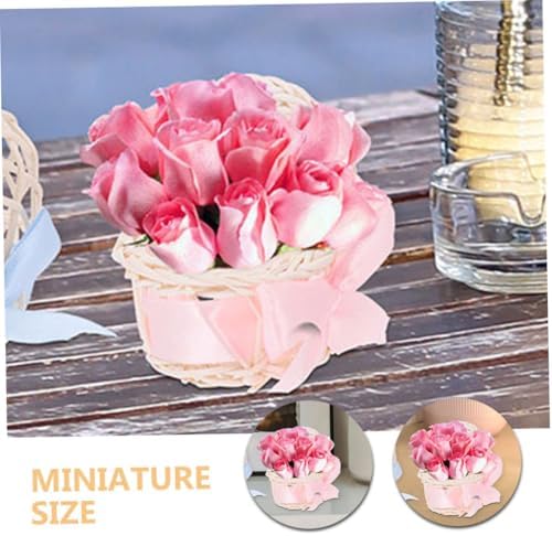 SUPVOX Mini Wicker Flower Basket for Dollhouse Decor
