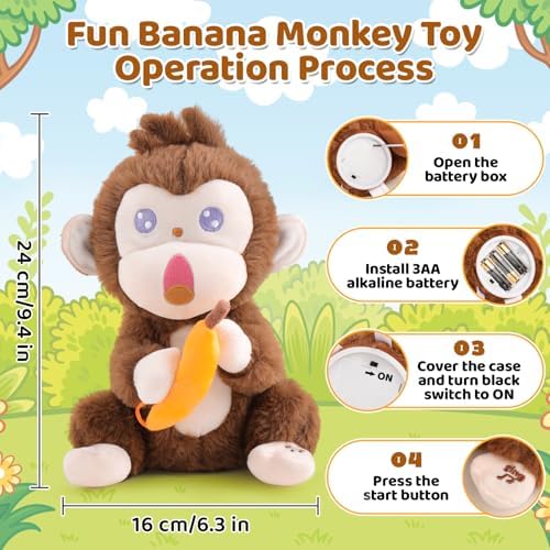 Emoin Interactive Monkey Plush Toy with Banana
